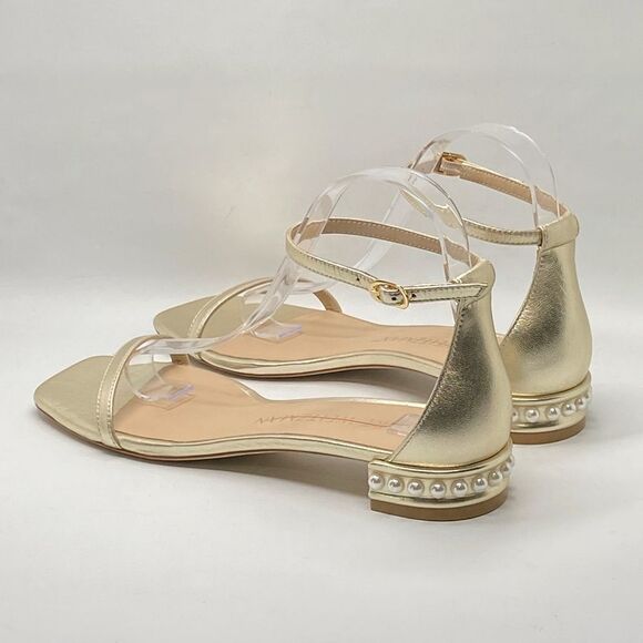 Stuart Weitzman Metallic Leather Embellished Sandals size 9 - Picture 7 of 11